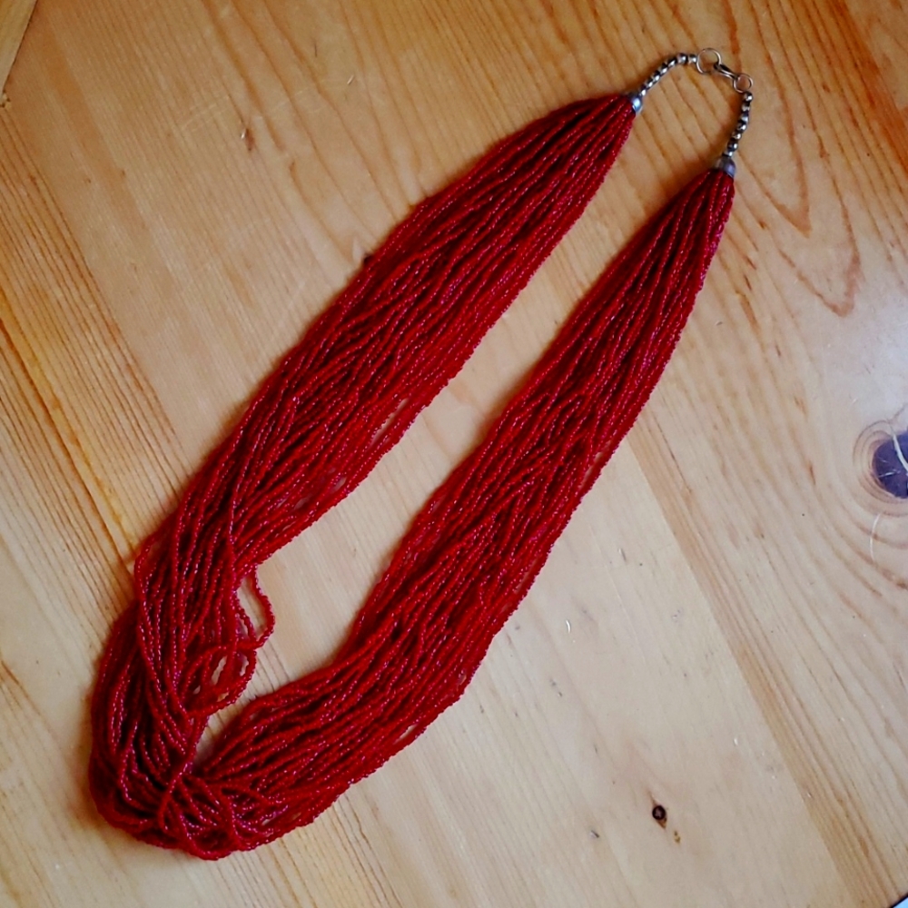Vintage Red Bead Necklace